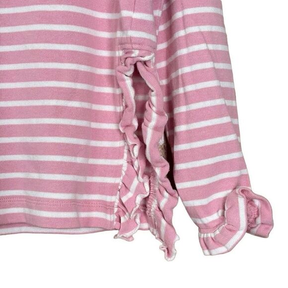 Boden Frilled Side Split Jersey Top pink white stripe ruffle cuff size 6 - Picture 9 of 9